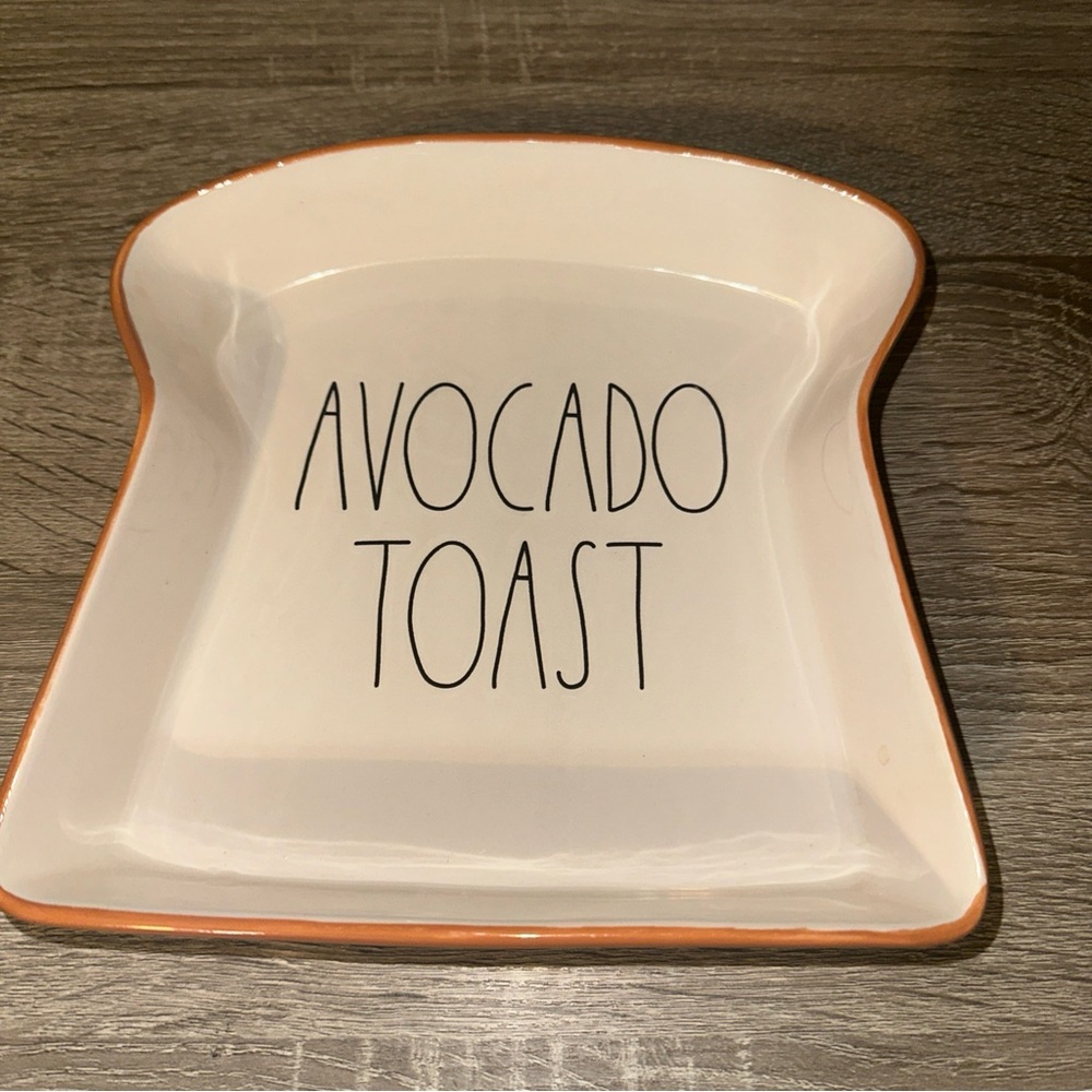 Rae Dunn Artisan Collection Avocado Toast Plate with Orange Trim - Picture 6 of 6